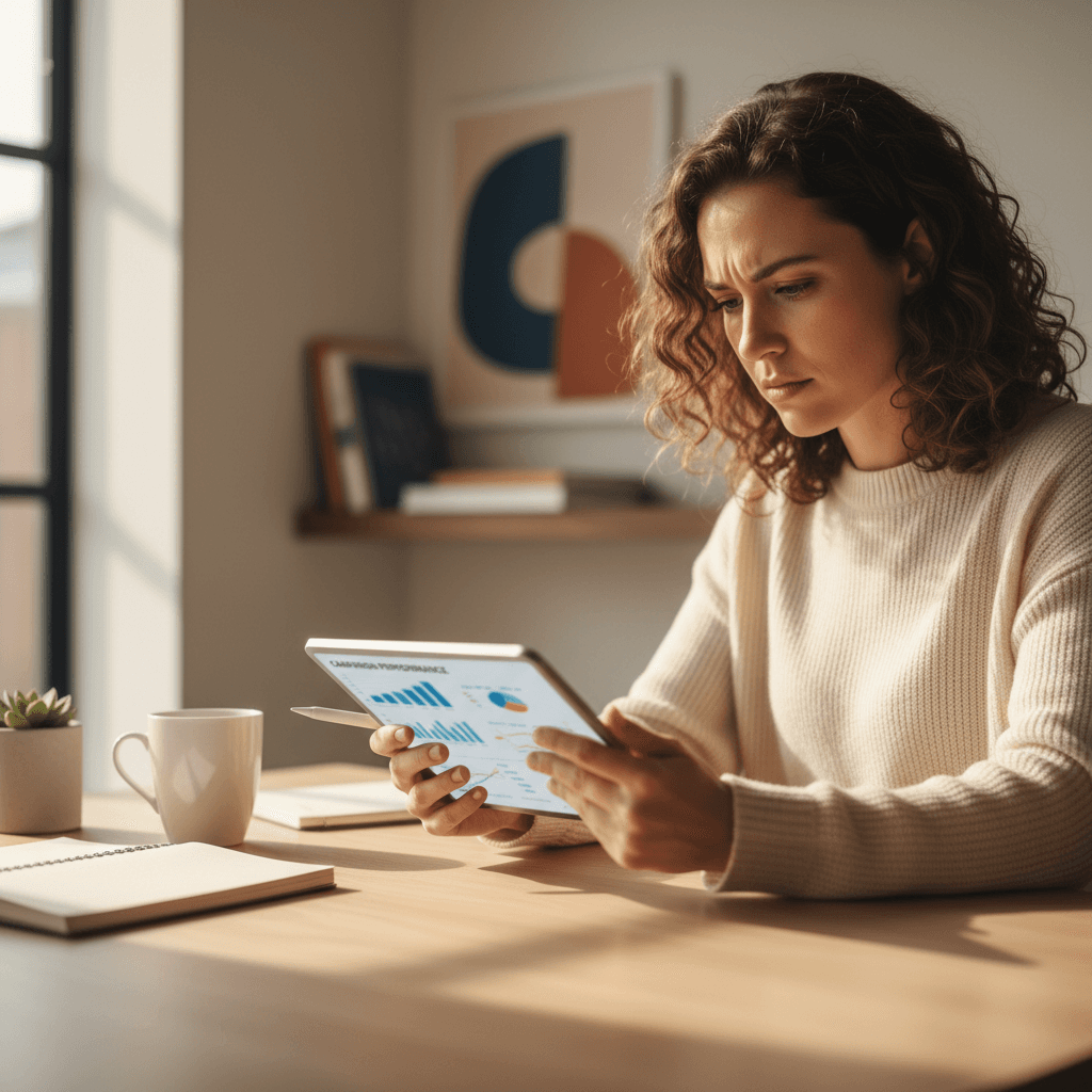 Marketing strategist reviewing campaign analytics on tablet